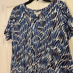 Christopher & Banks Vivid Blue Patterned Short Sleeve Tee